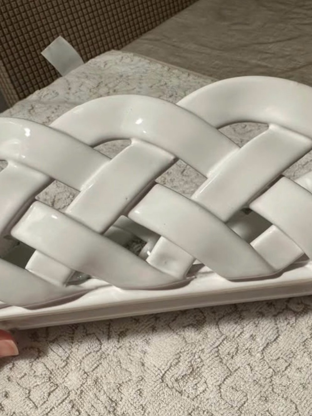 Primo'Gi Italy White Woven Ceramic Bread Basket - Handmade Lattice vintage - Picture 5 of 10